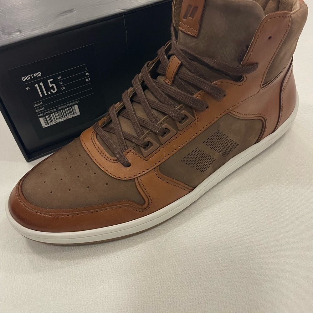 Piloti Mid  Drift Cognac Brown Leather Sneakers